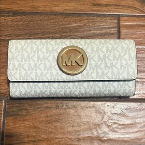 Michael Kors Gold and Cream Logo Wallet